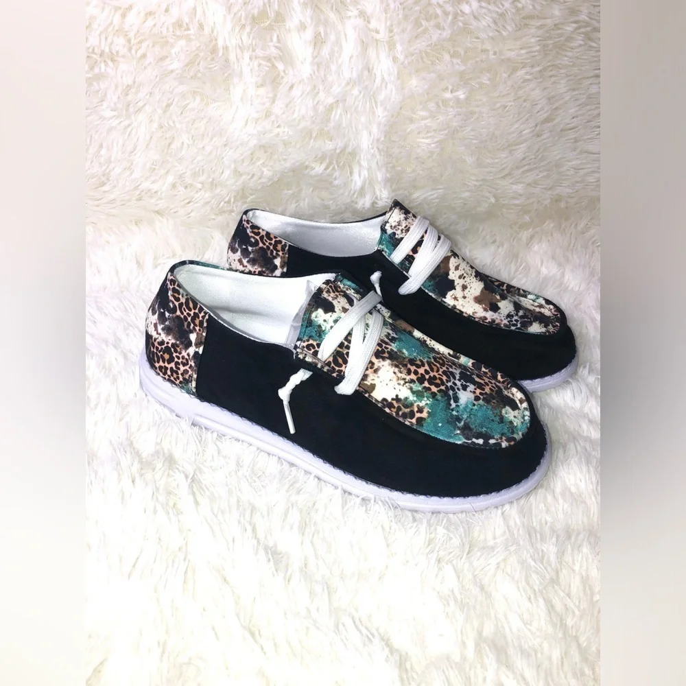 🐆🩵Women's Multicolor Animal Casual Shoes 42 US women’s 10 NWOT 🩵🐆 - Picture 3 of 16